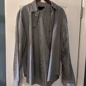 Nicole Farhi mens dress shirt in checkered black and white, excellent condition